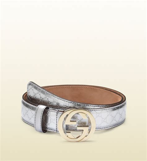 gucci skinny metallic belt with interlocking buckle|Gucci gg belt women's.